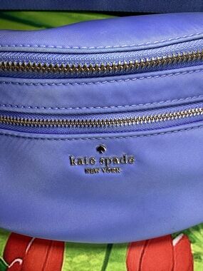 kate spade cornflower blue nylon waist/crossbody belt bag with gold hardware